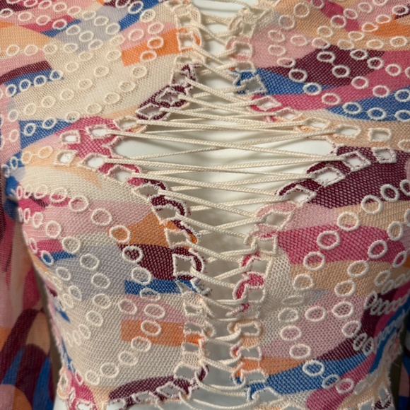 Free People bell sleeve lace up crop “eyes on you” - Picture 3 of 11